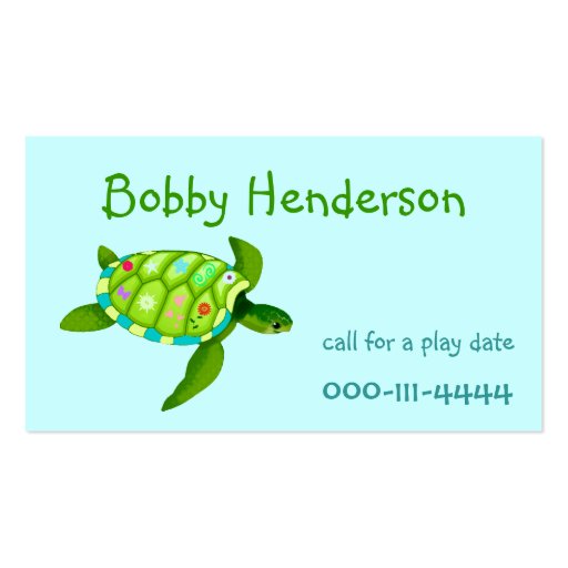 Kid's Play date calling card Business Card Templates (front side)
