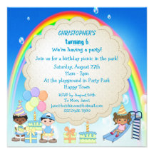 Kids Playing in Playground Party Invites
