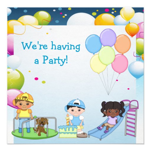 Kids Playing in Playground Party Invites