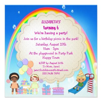 Kids Playing in Playground Party Invites