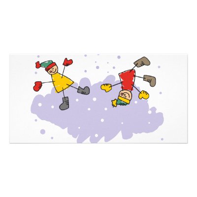 Kids Playing In The Snow photo cards