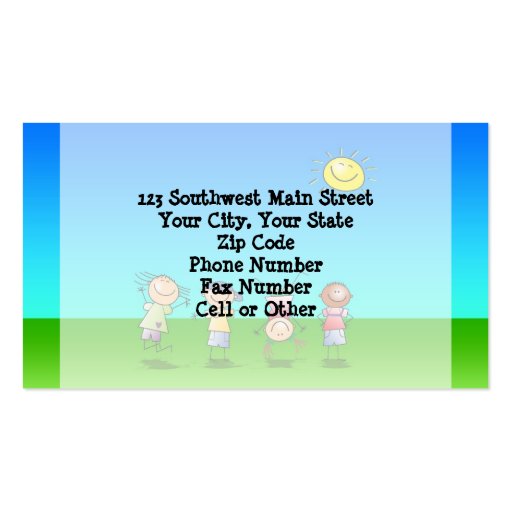 Kids Playing Outdoors Calling Card, Personal Use Business Card (back side)