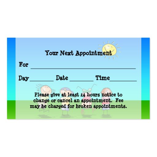 Kids Playing Outdoors on a Sunny Day Appointment Business Cards (back side)