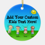 Kids Playing Outdoors on a Sunny Day Ornament