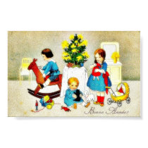 Kids playing with toys and christmas tree posters by RememberChristmas Kids playing with toys and christmas tree posters