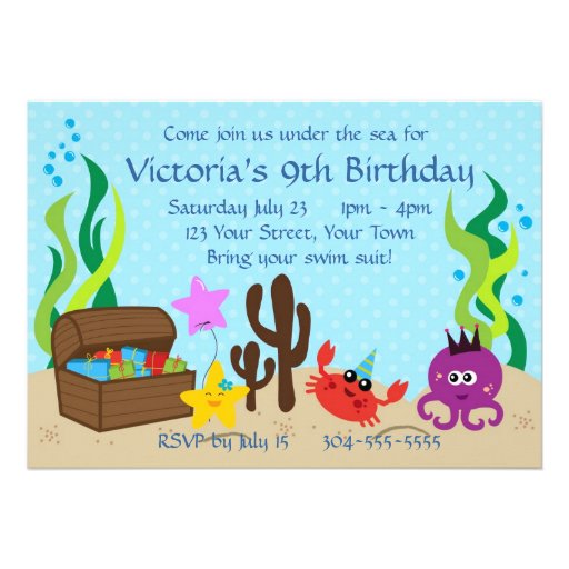 Kids Pool Birthday Party Custom Invitation