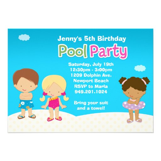 Kids Pool Party Birthday Invitation