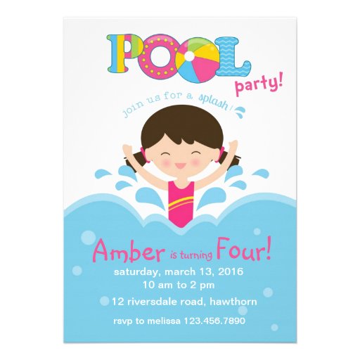 Kids Pool Party Invitation / Pool Invitation