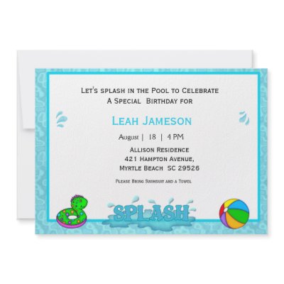 Kids Invitations on Splash Into Summer With A Kids Birthday Pool Party Invitation Has