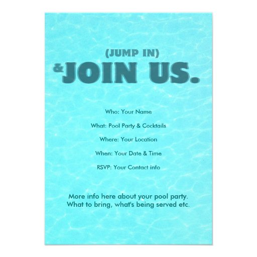 Kids Pool Party Splish Splash Invitation