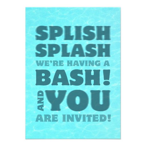 Kids Pool Party Splish Splash Invitation