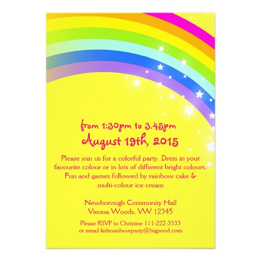Kids purple rainbow 2nd birthday invite