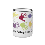 Kids Red Hands Happy Adoption Day Coffee Mug