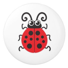 Kids red ladybug ladybird insect graphic doorknob ceramic knob