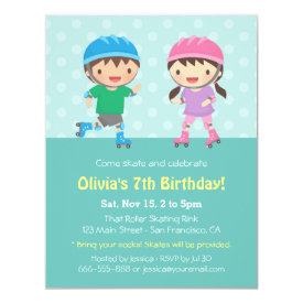 Kids Roller Skating Birthday Party Invitations