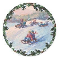 KIDS SLEDDING & WREATH by SHARON SHARPE stickers by sharonsharpe KIDS SLEDDING & WREATH by SHARON SHARPE stickers