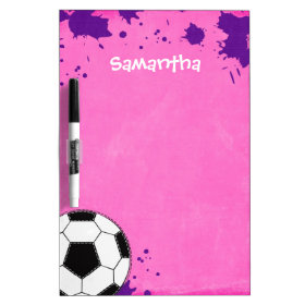Kids Soccer Ball Pink Personalized Dry-Erase Boards