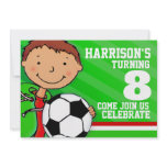 Kids soccer / football green birthday invitation
