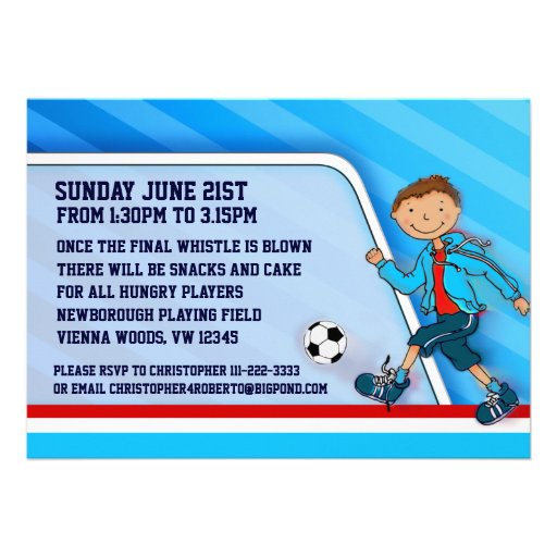 Kids soccer / football sports birthday invitation