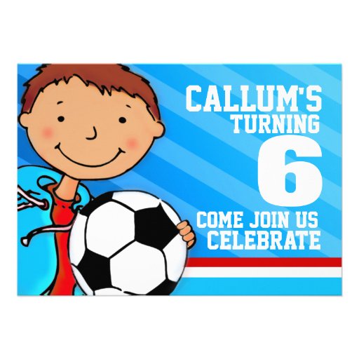 Kids soccer / football sports birthday invitation