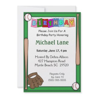 Kids Softball Birthday Invitation Kids Softball Birthday Invitation