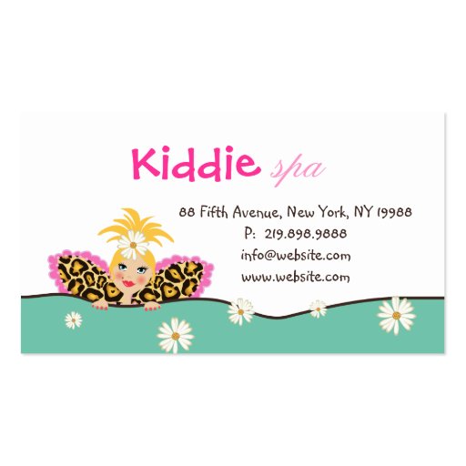 Kids Spa Business Card Daisy Cute Blonde (back side)