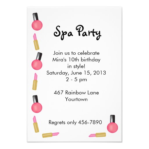 Kids Spa Party Invitation with Cosmetics