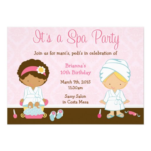Kids Spa Party Personalized Announcements