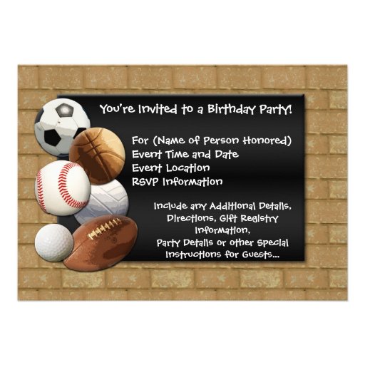 Kids Sports All-Star Birthday Custom Invitation