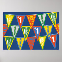 Kids Sports Pennants 36x24 Poster