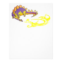 Kids Stegosaurus Breathing Fire by Alberto Rios Letterhead