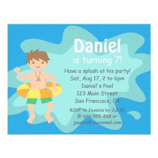 Kids Summer Splash Birthday Pool Party Invitation