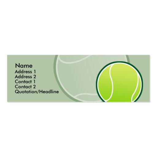 Kids Tennis Ball Skinny Profile Cards Business Card Template (front side)