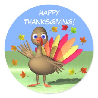Kids Thanksgiving Baby Turkey Classic Round Sticker