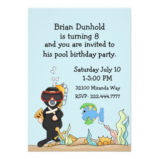 Kid's Underwater Theme Birthday Party Invitation