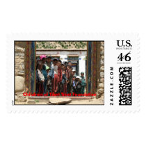 kids waiting at the gate postage