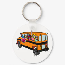 Kids Waving From School Bus keychains