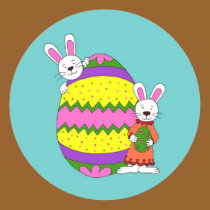 kids with Easter egg stickers