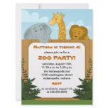 Kids Zoo Birthday Party Invitations invitations