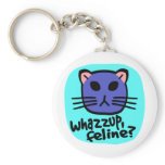 Kiki Kitty Face, Whazzup, Feline? With Background Keychain