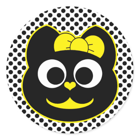 KiKi Kitty Yellow Classic Round Sticker