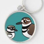 Killdeer & Chick Premium Round Keychain