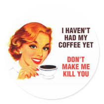 Killer Coffee Bad Girl Round Sticker