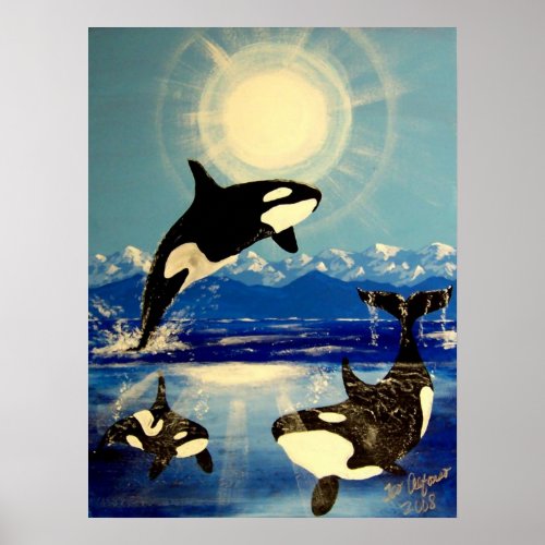 killer orca whale print