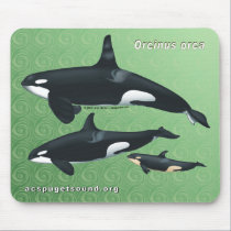 Killer Whale Family Mousepad on Green Texture bkg by acspugetsound Killer Whale Family Mousepad on Green Texture bkg