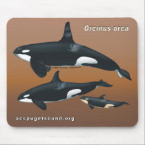 Killer Whale Family Mousepad with brown background