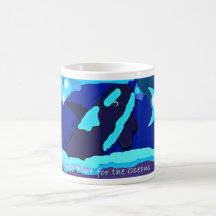 Killer whale go blue for oceans mug