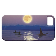 Killer Whales, Orca & Moon Art Cell Phone Case iPhone 5 Cases