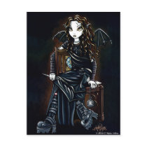 killing time fae, myka, jelina, gothic, fantasy, goth, boots, fairies, art, Postcard with custom graphic design