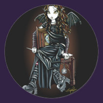"Killing Time" Gothic School Girl Fairy Stickers stickers